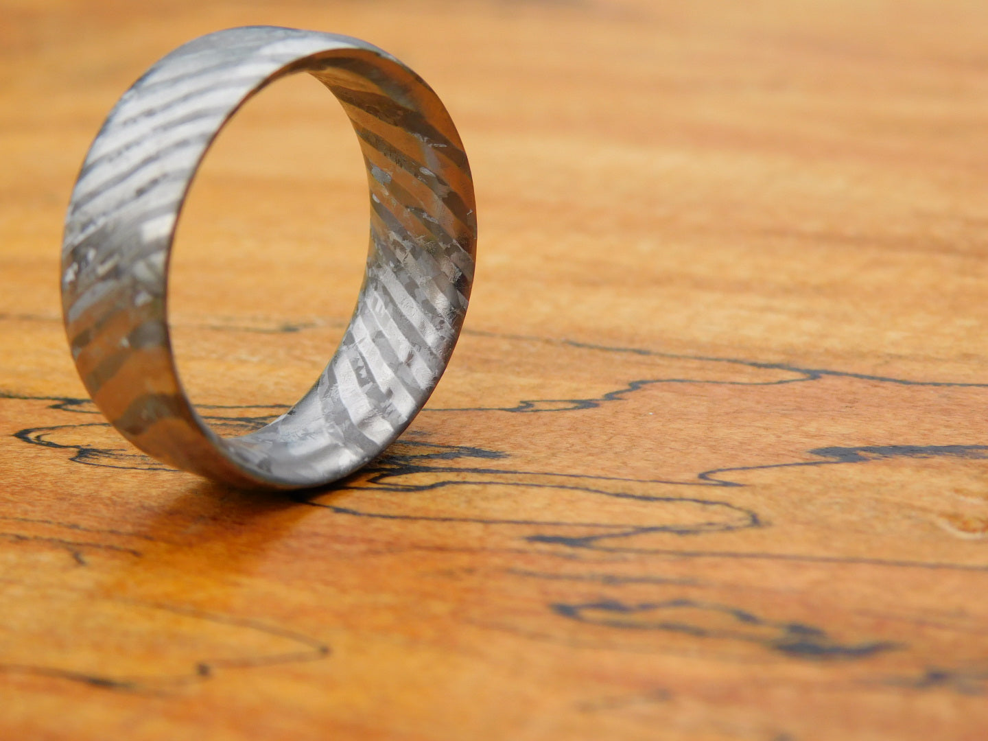 Raw Crystallized Titanium Damascus Ring