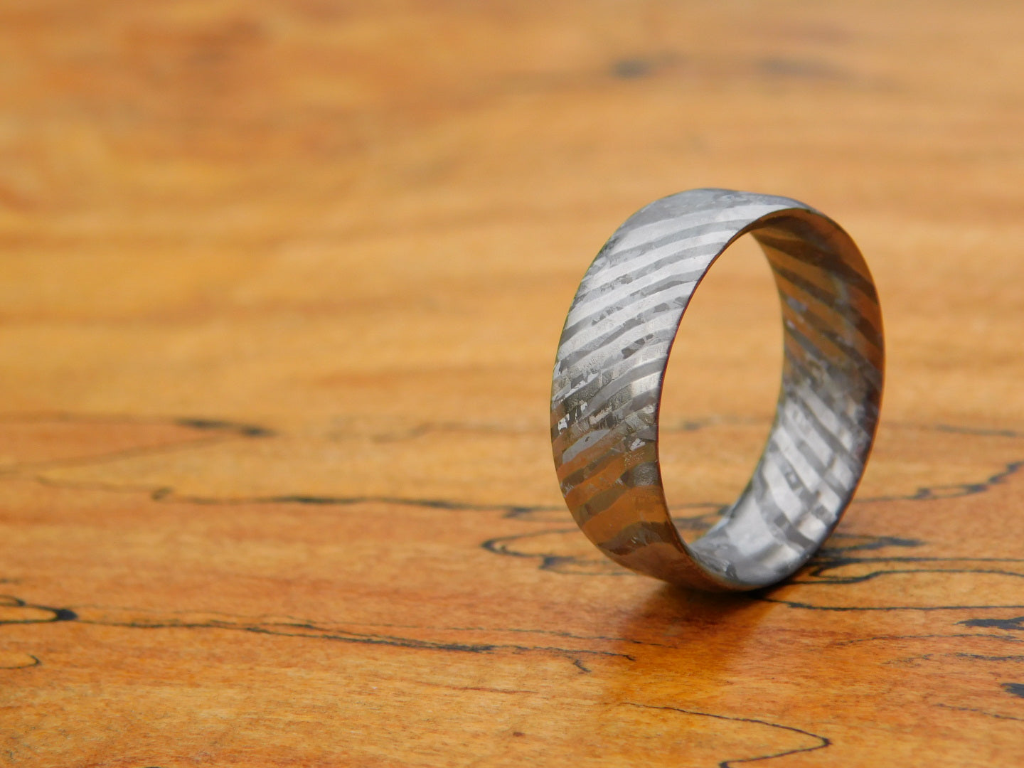 Raw Crystallized Titanium Damascus Ring