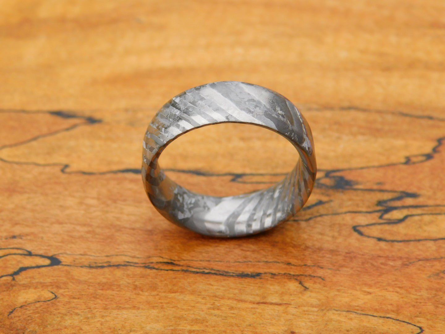 Raw Crystallized Titanium Damascus Ring