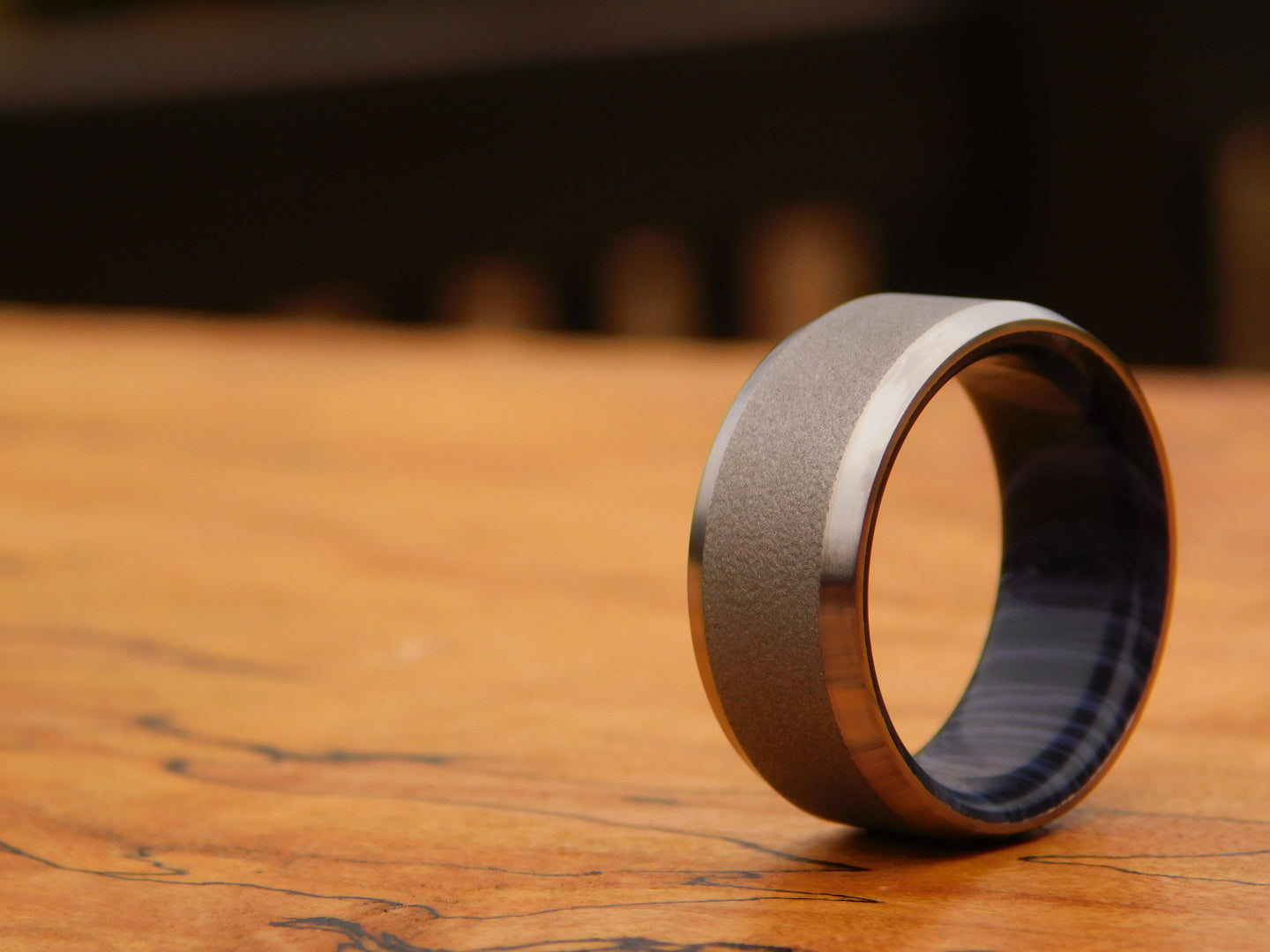 Blasted Titanium x Black Gem Juma Ring