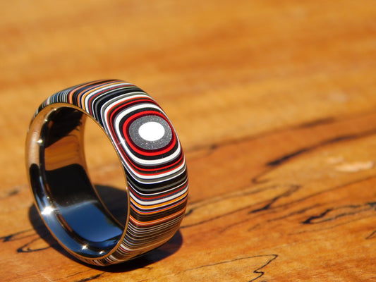 Crosscut Fordite x Titanium Ring