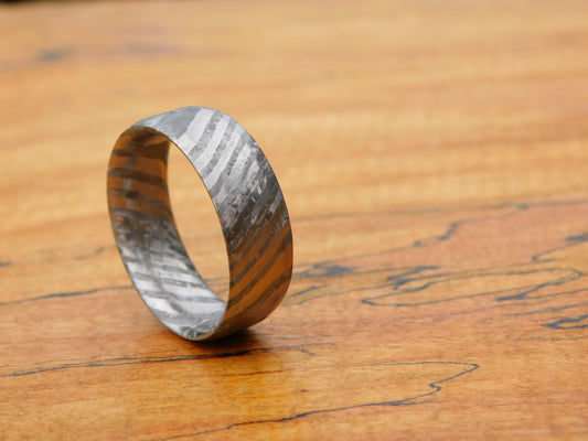 Raw Crystallized Titanium Damascus Ring