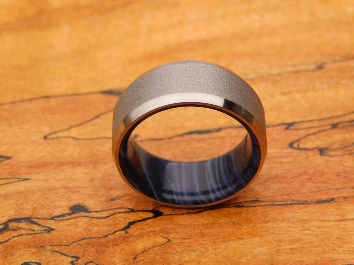 Blasted Titanium x Black Gem Juma Ring