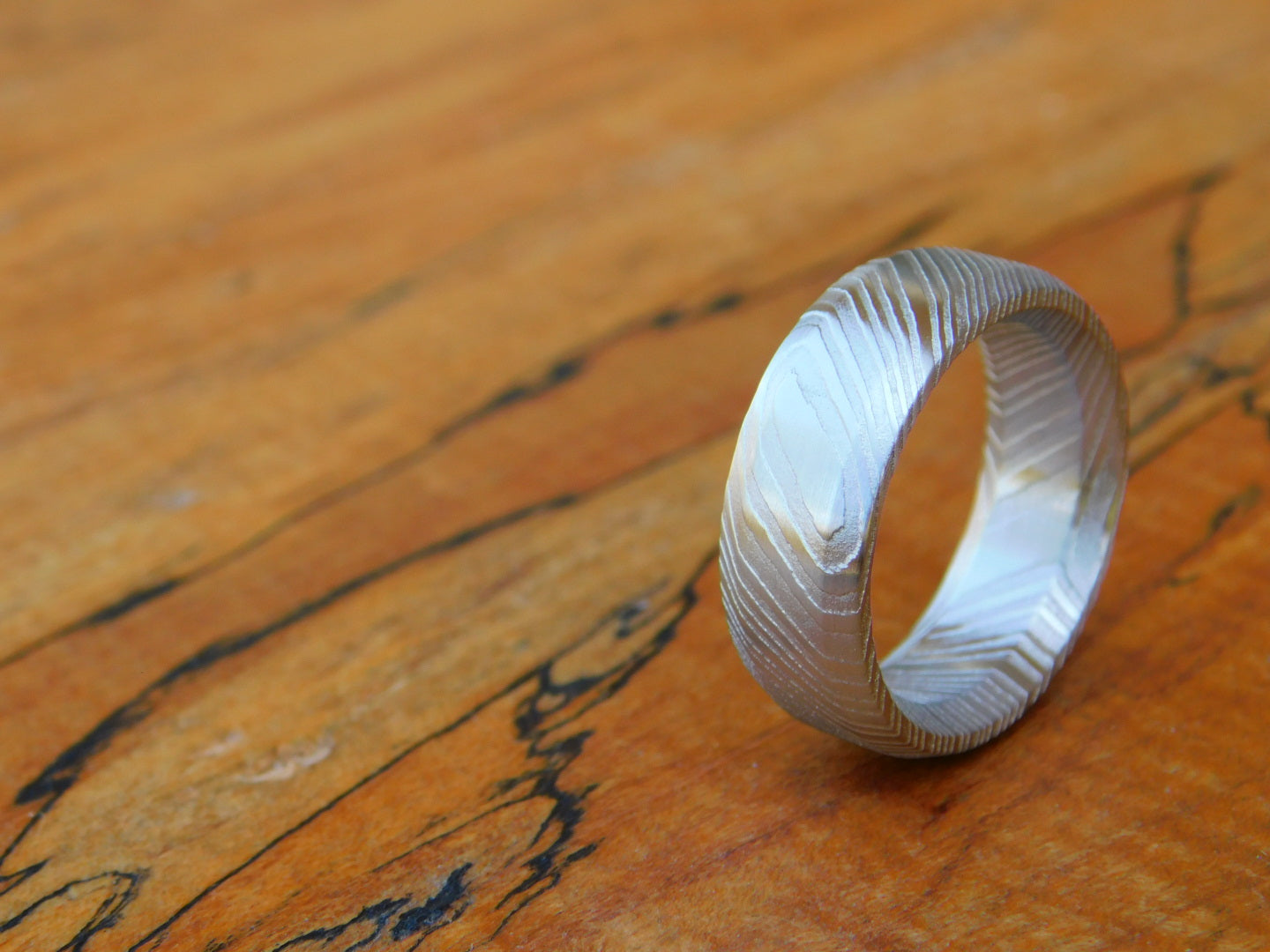 Twisted Stainless Steel Damascus Ring