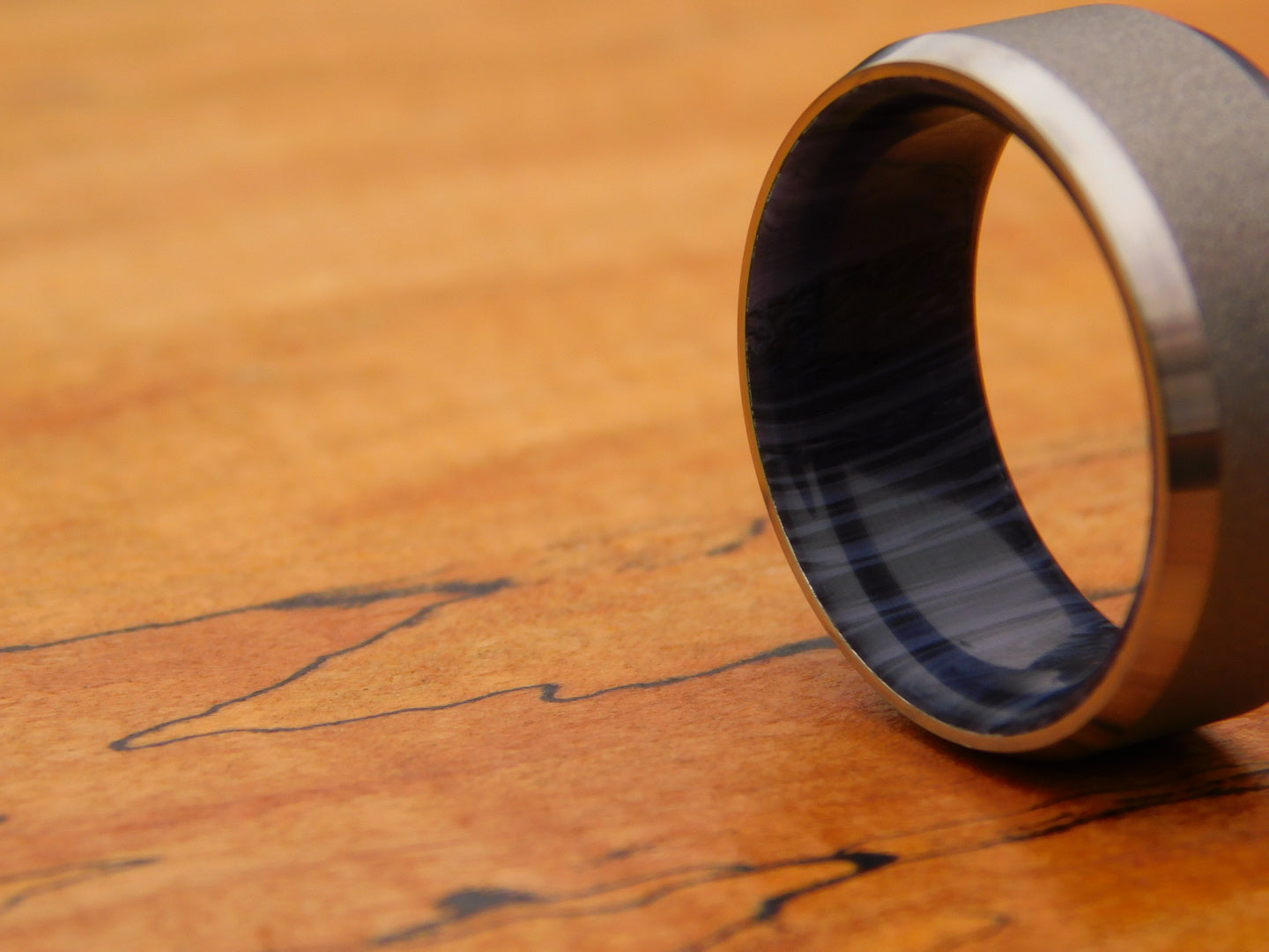 Blasted Titanium x Black Gem Juma Ring