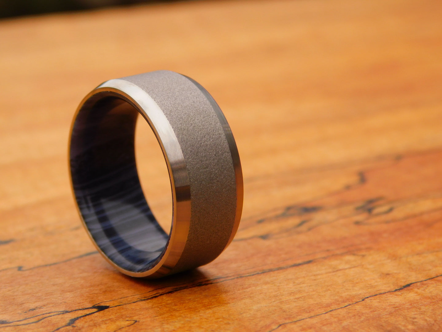 Blasted Titanium x Black Gem Juma Ring