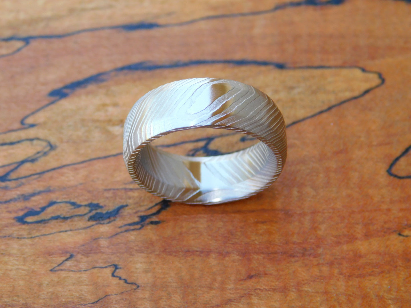 Twisted Stainless Steel Damascus Ring