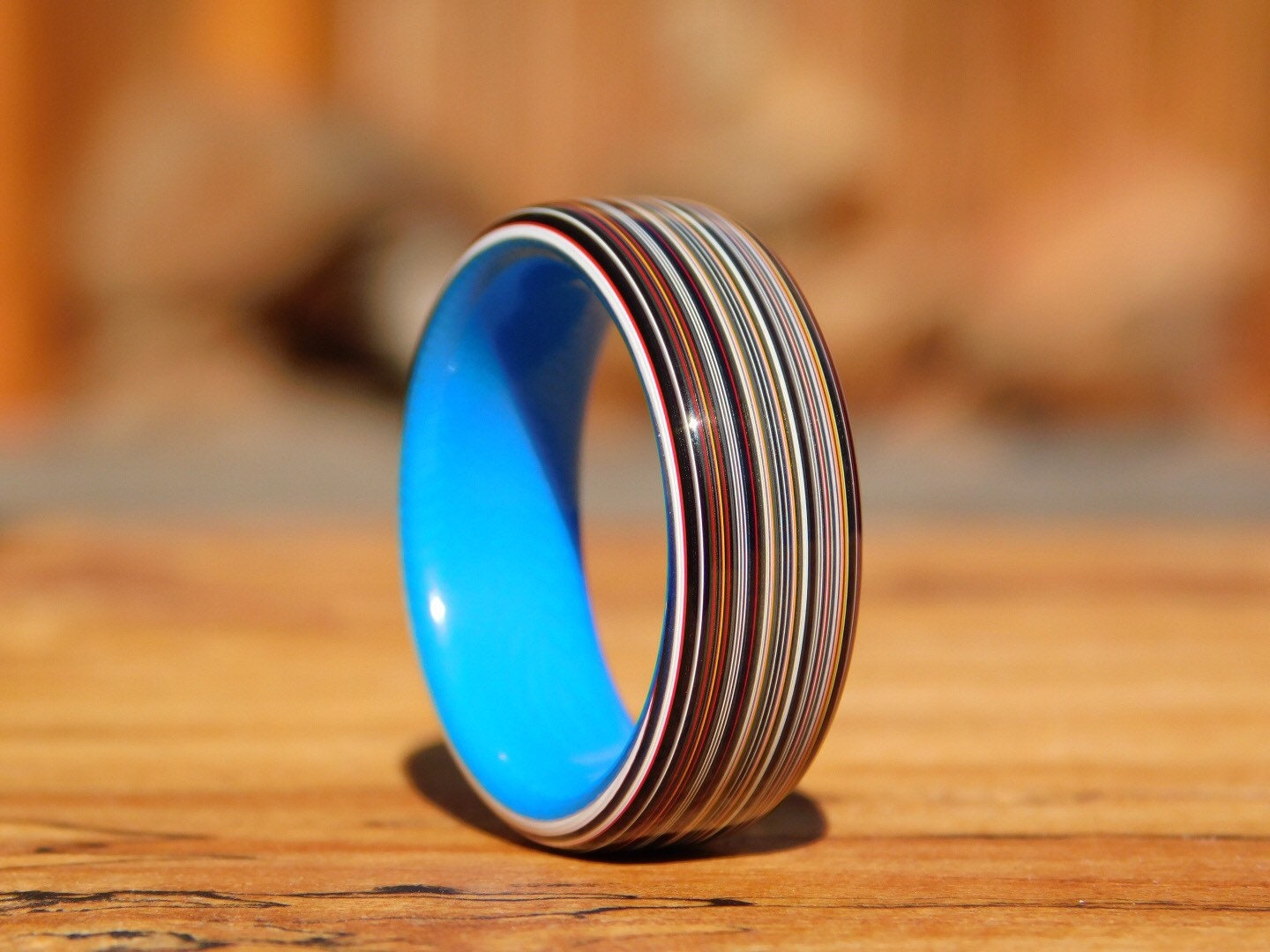 Fordite x Cobalt Blue G10 Ring