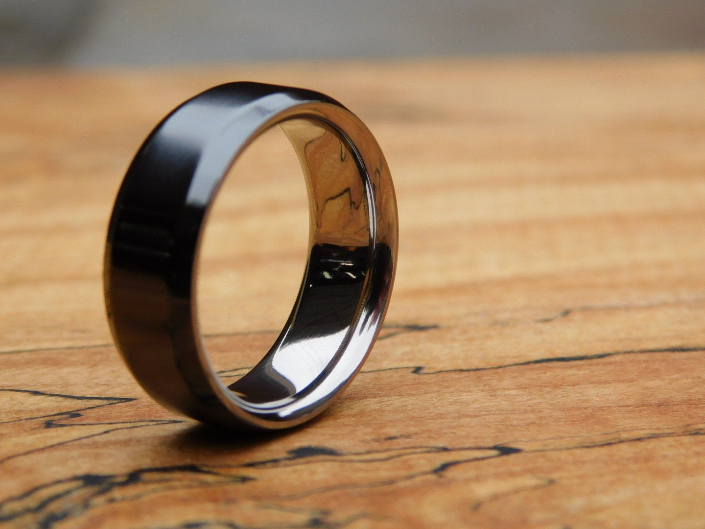 Classic Polished Black Titanium Ring