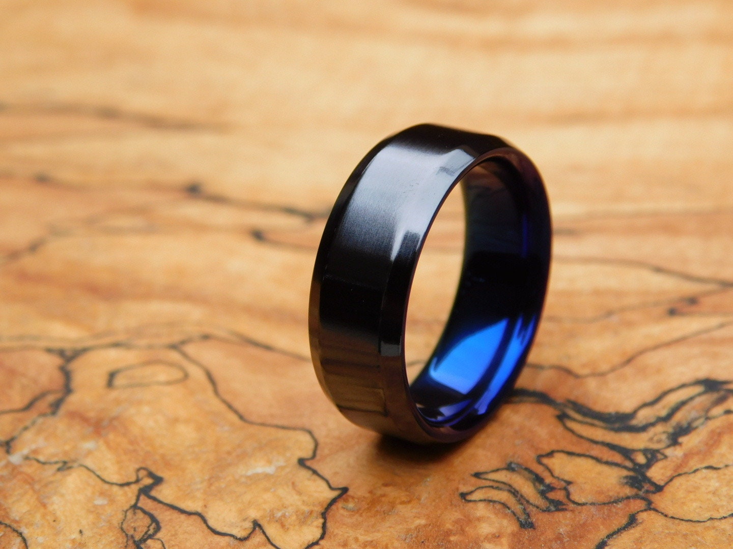 Flame Anodized Black Titanium Ring