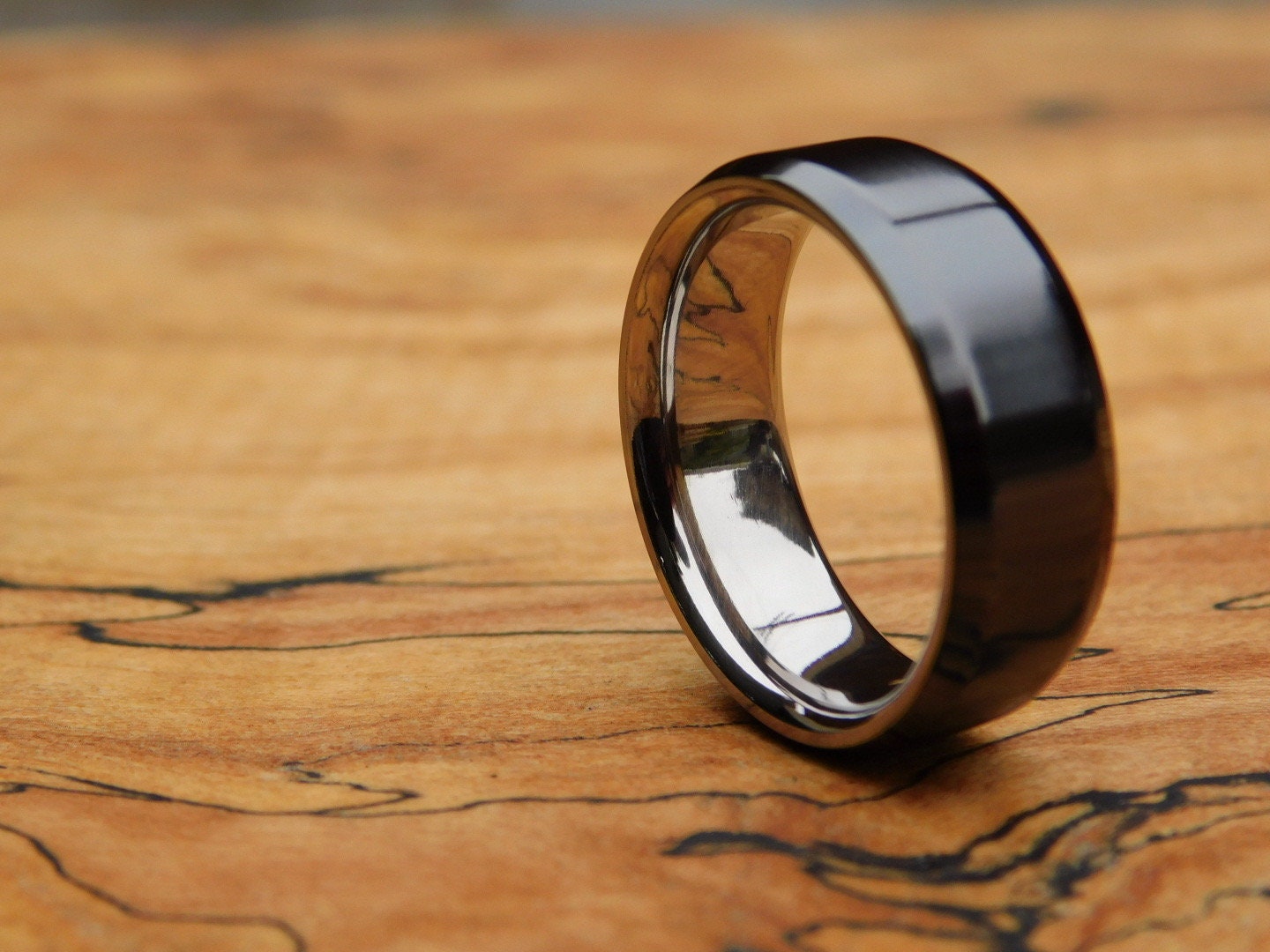 Classic Polished Black Titanium Ring