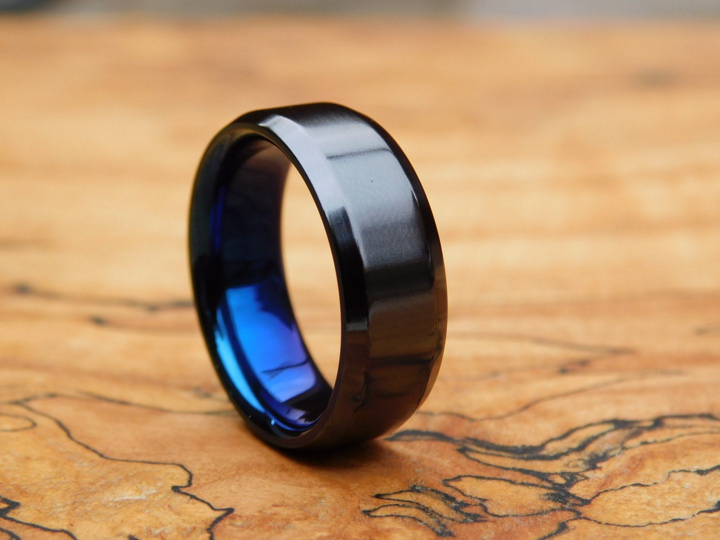 Flame Anodized Black Titanium Ring