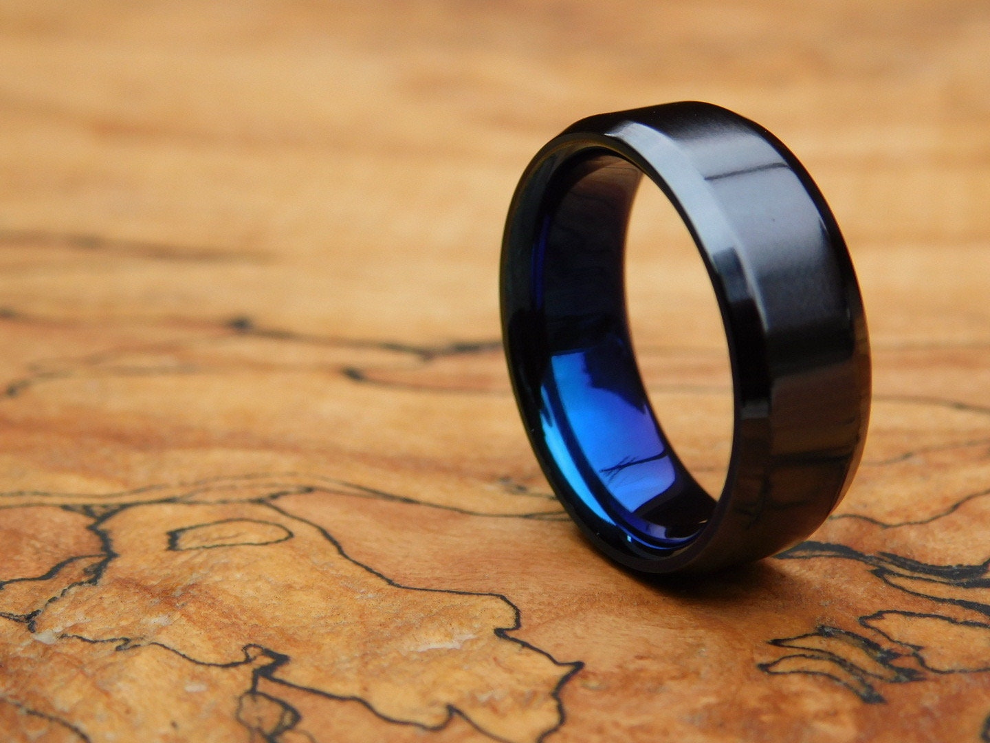 Flame Anodized Black Titanium Ring