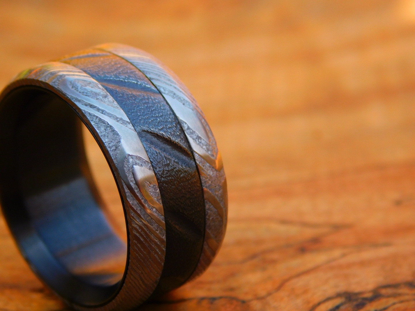 Black Zirconium x Stainless Damascus Ring