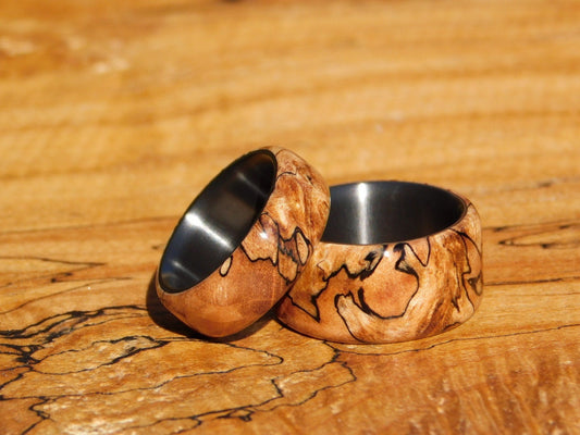 Spalted Maple x Black Zirconium Ring