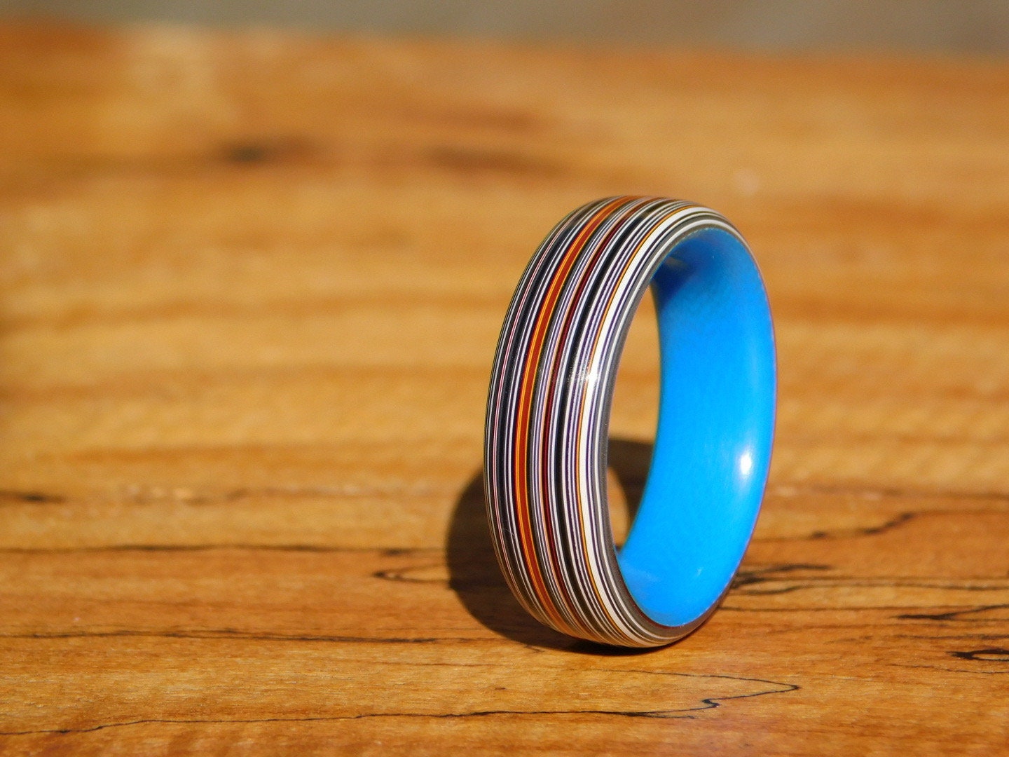 Fordite x Cobalt Blue G10 Ring