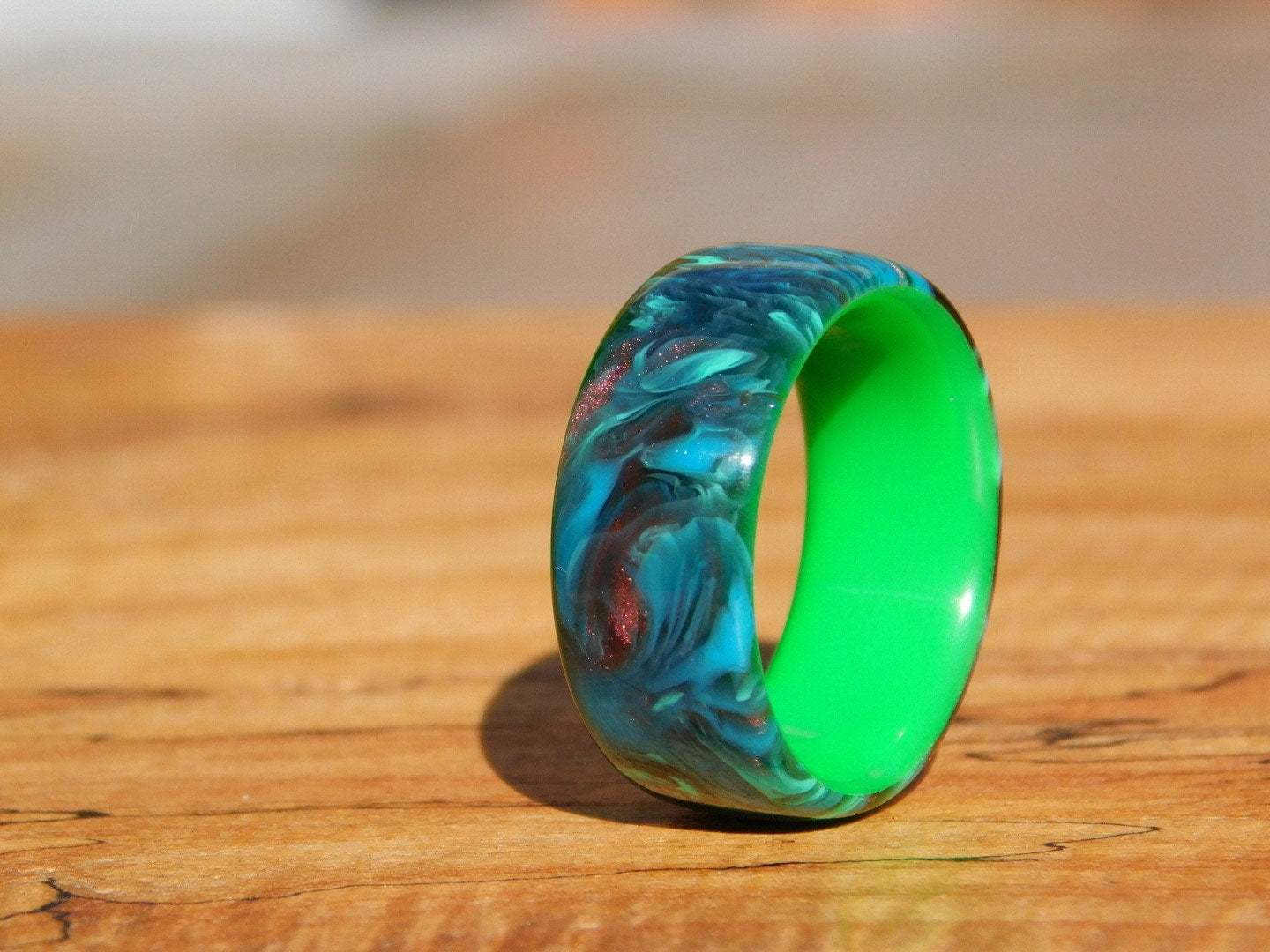 Dark Matter Resin x Neon Green Glow Ring