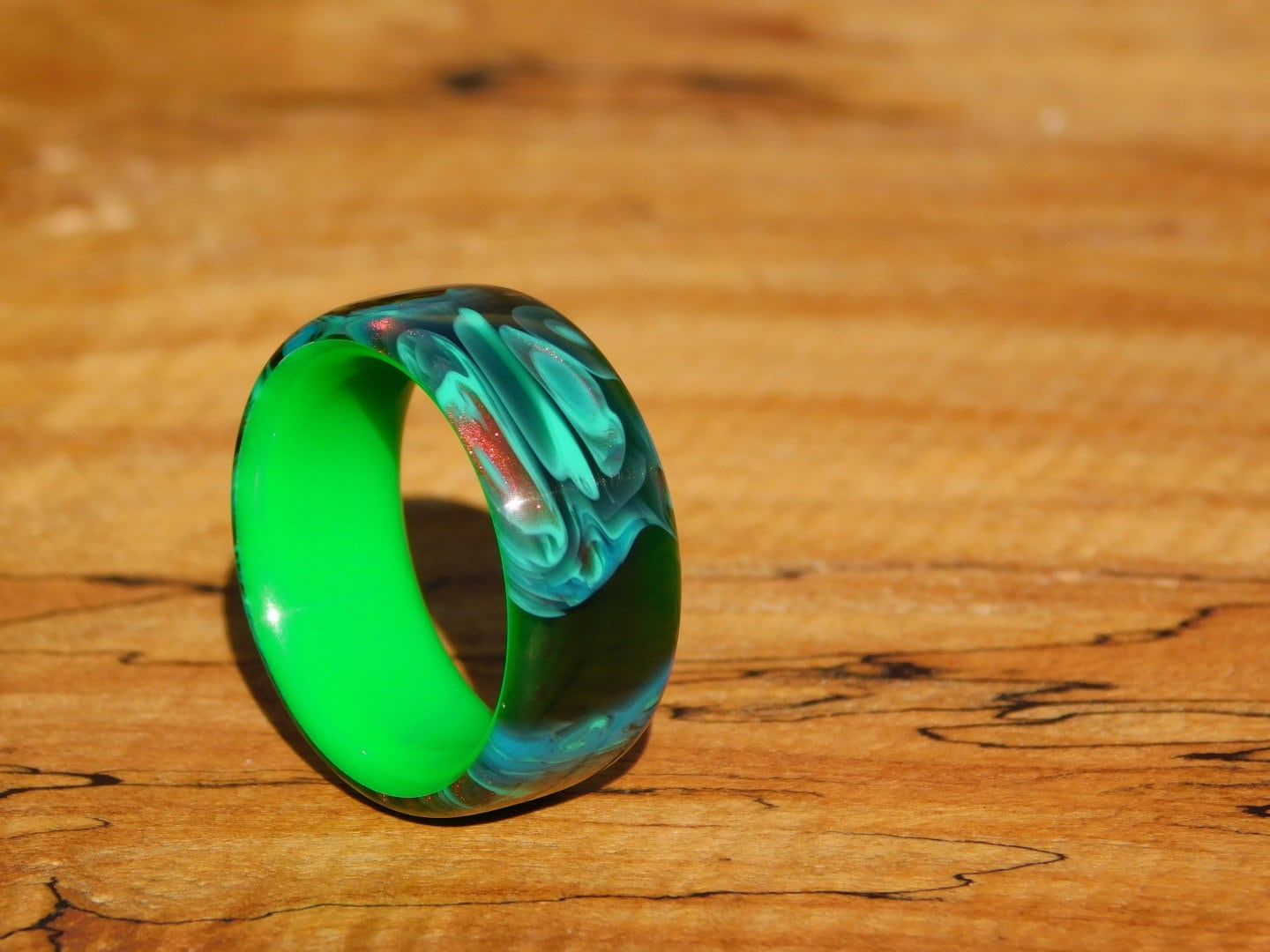 Dark Matter Resin x Neon Green Glow Ring