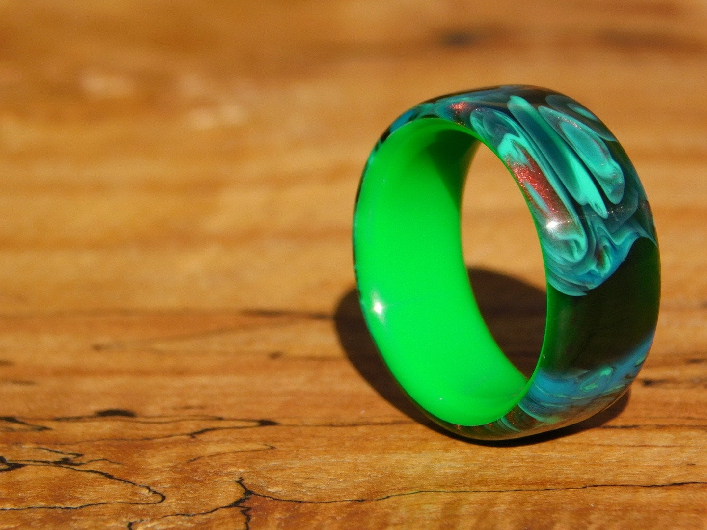 Dark Matter Resin x Neon Green Glow Ring