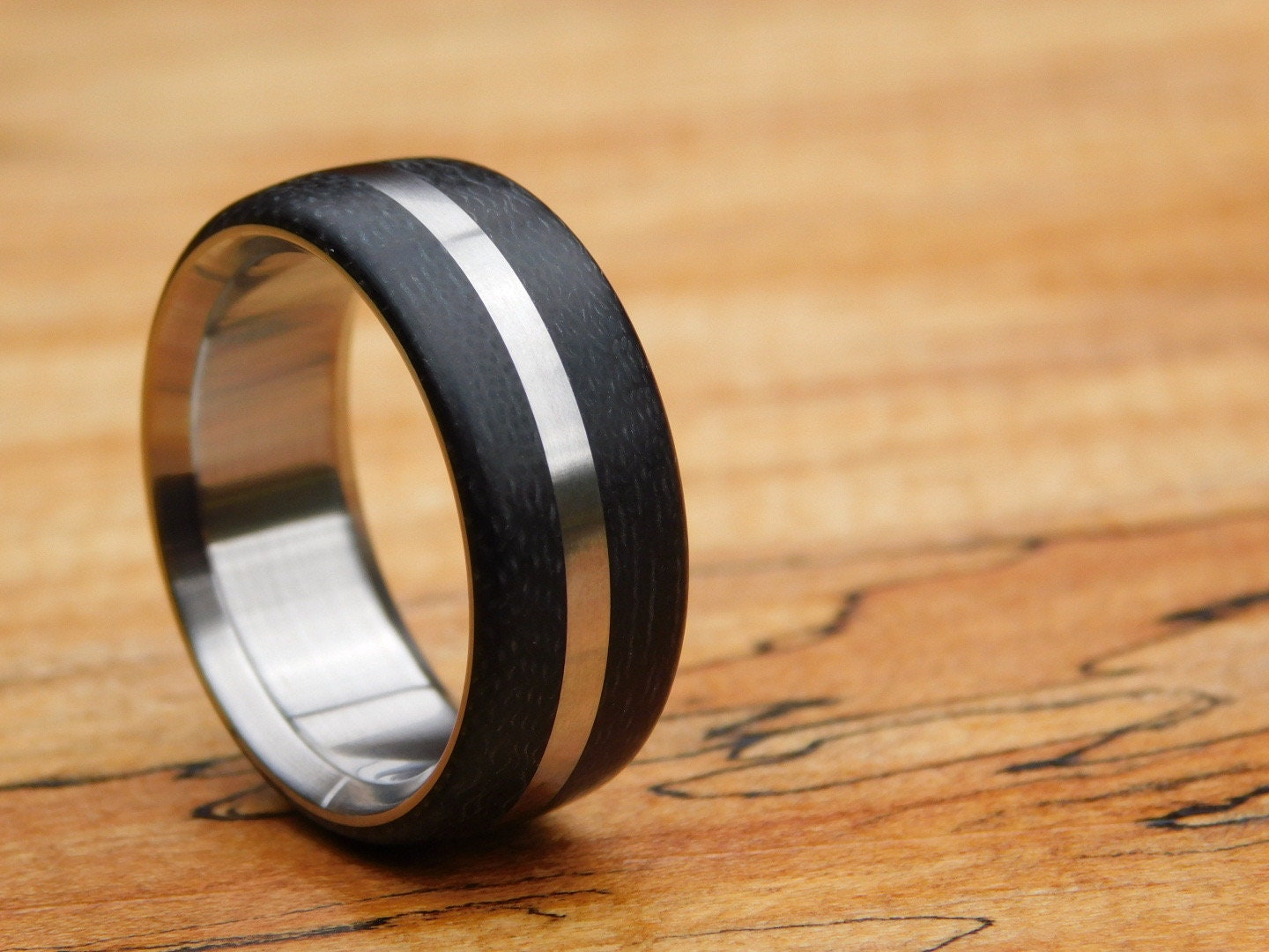 Vintage Black Canvas x Titanium Ridgeline Ring