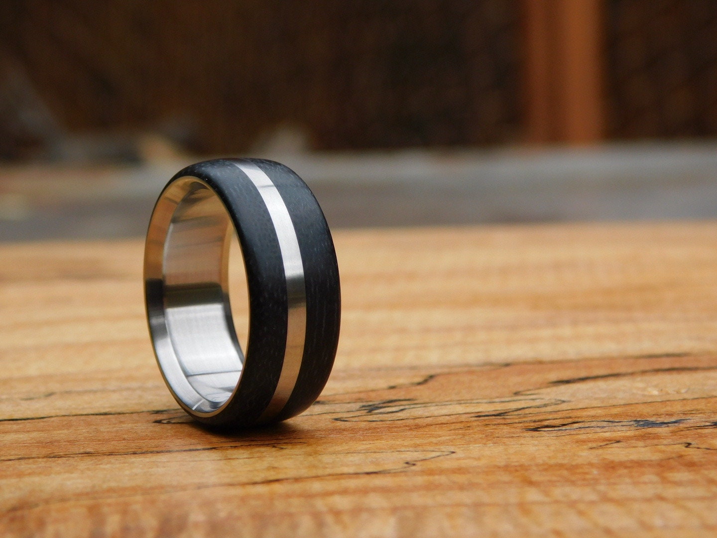 Vintage Black Canvas x Titanium Ridgeline Ring