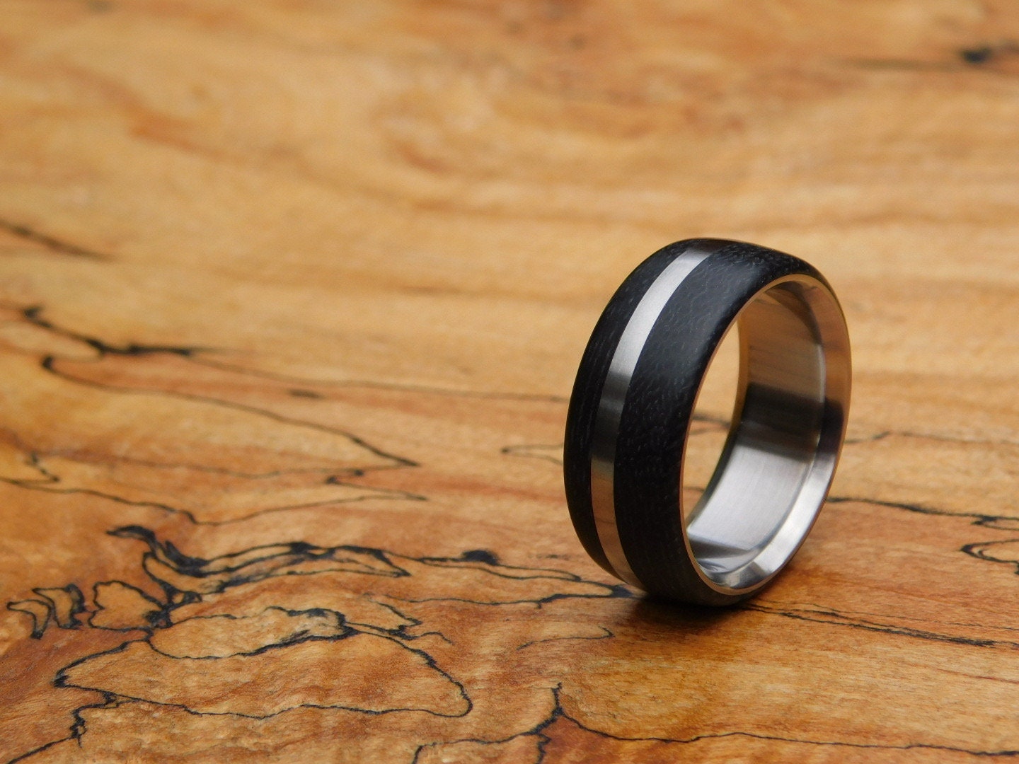 Vintage Black Canvas x Titanium Ridgeline Ring