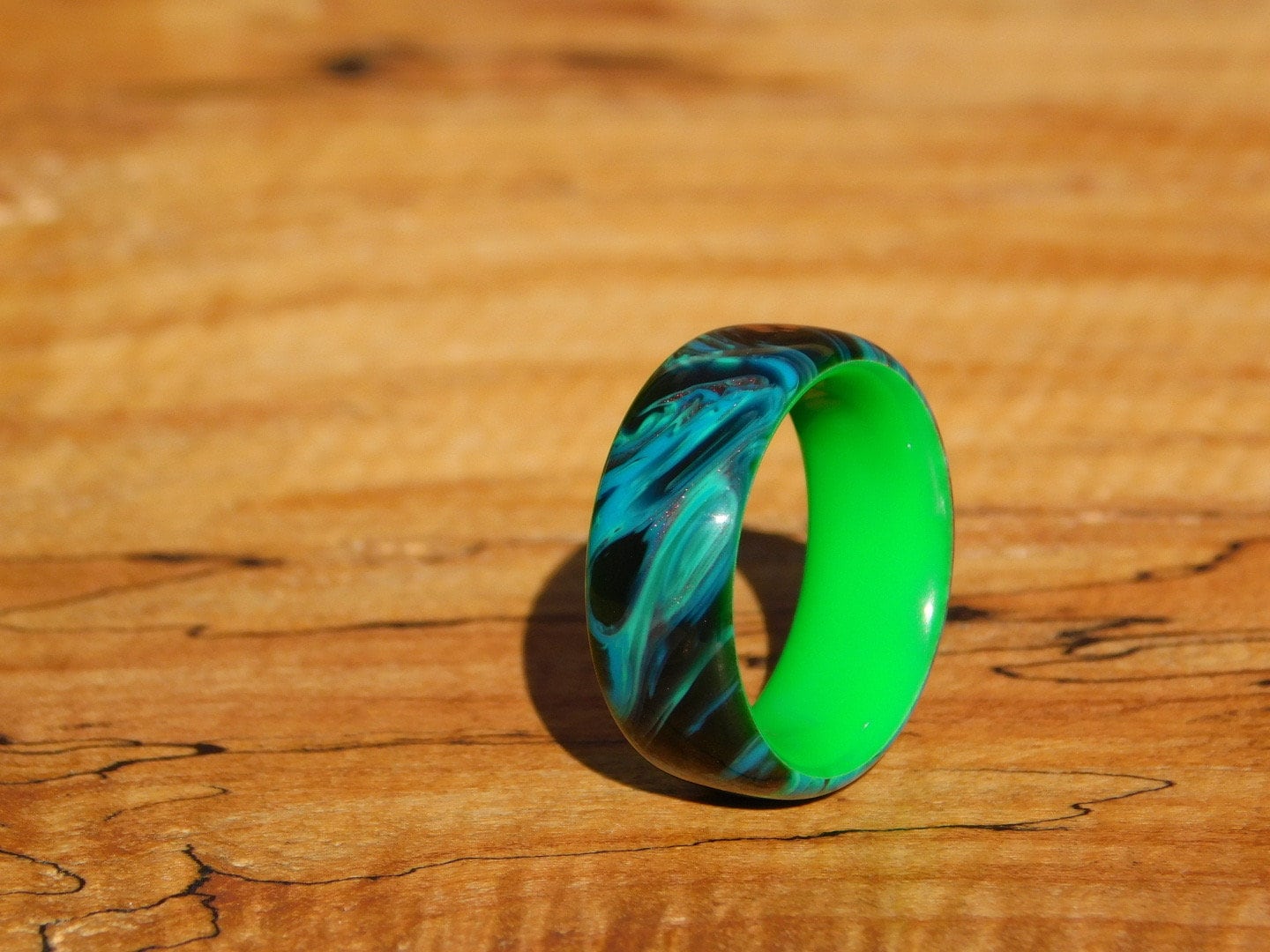 Dark Matter Resin x Neon Green Glow Ring