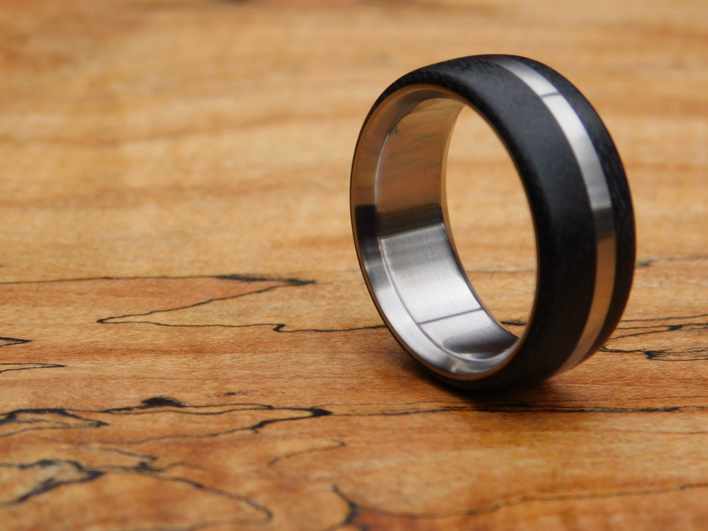 Vintage Black Canvas x Titanium Ridgeline Ring