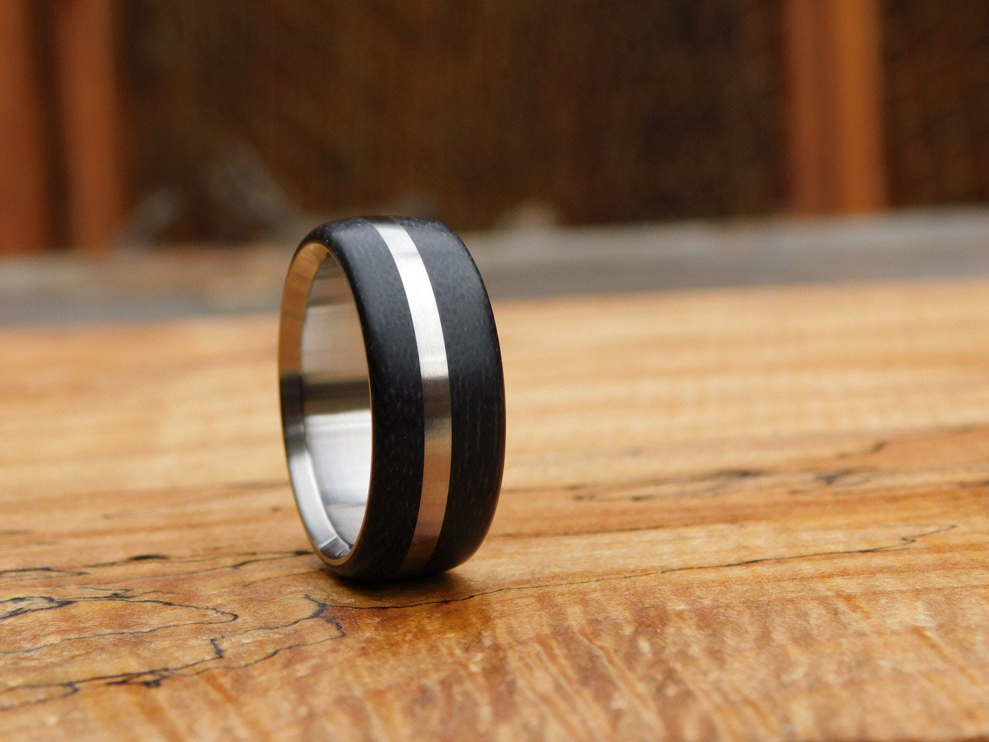 Vintage Black Canvas x Titanium Ridgeline Ring