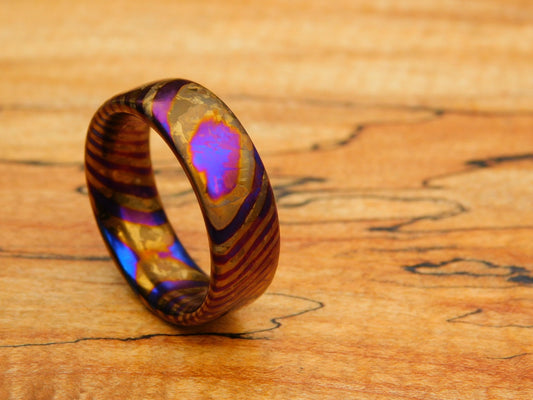 Crystallized Titanium Damascus Ring