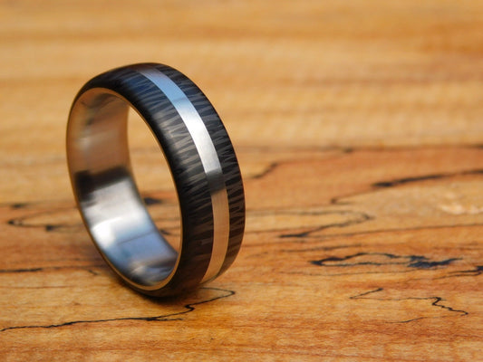 Crosscut Carbon Fiber x Titanium Ridgeline Ring