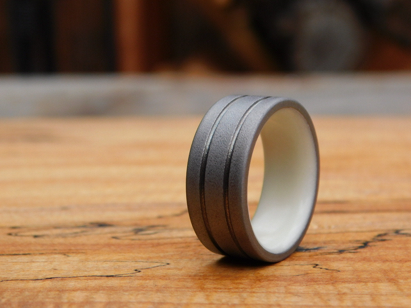 Stonewashed Titanium x White Glow Ring