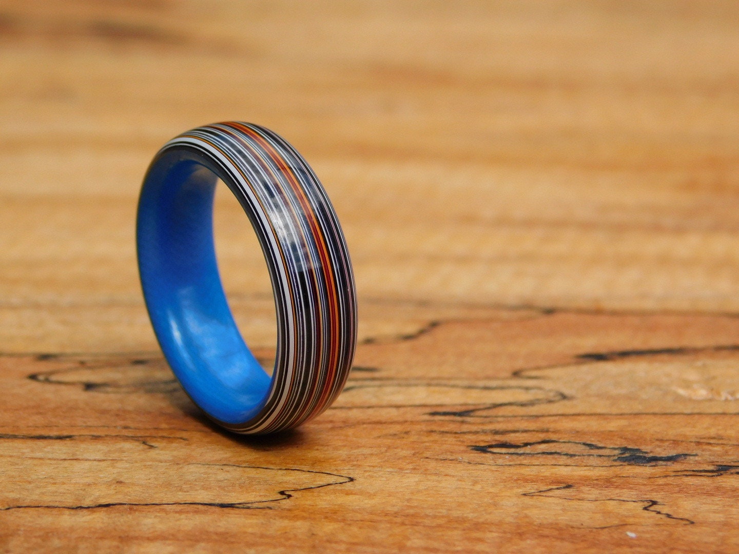 Fordite x Cobalt Blue G10 Ring