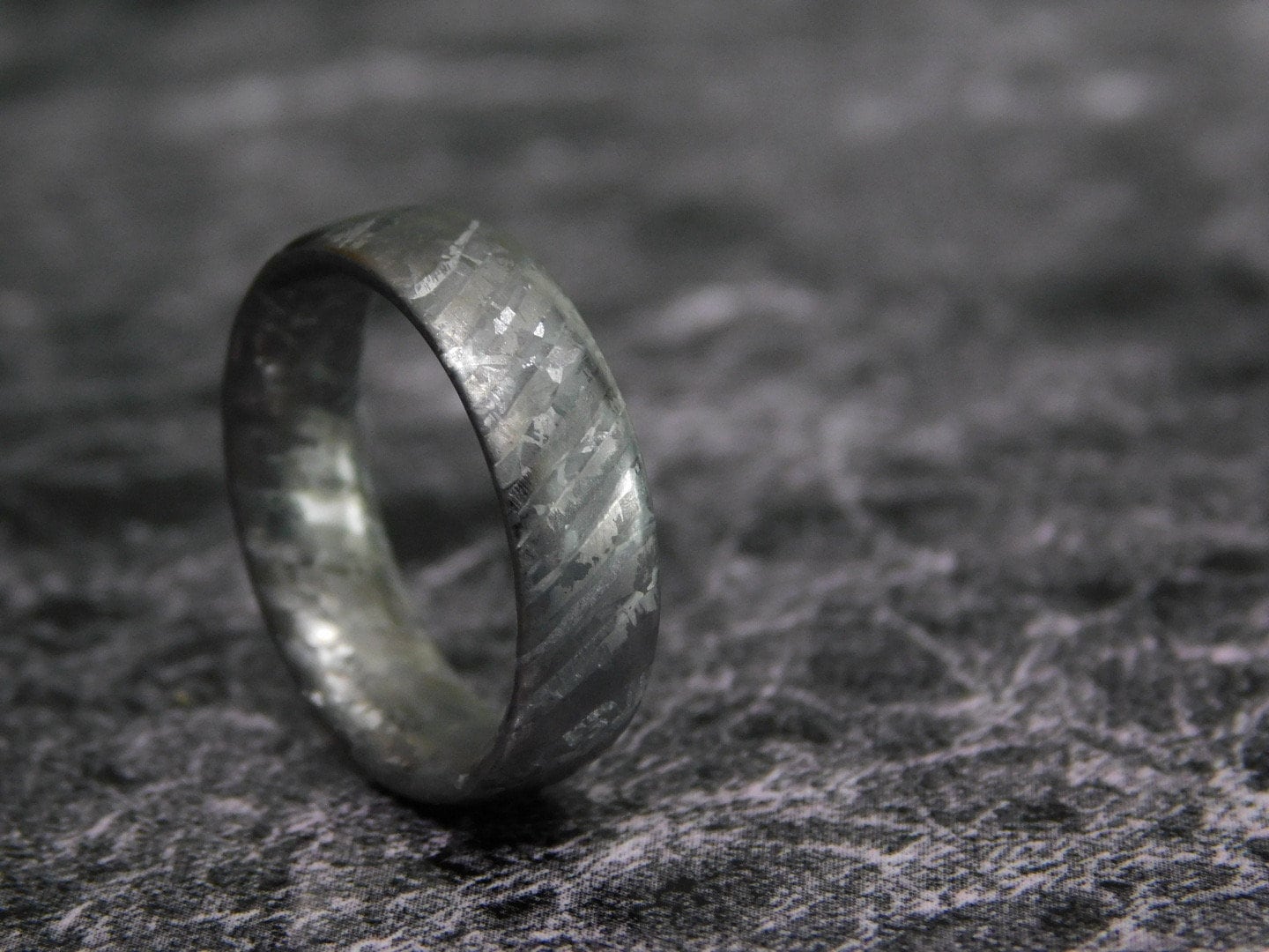 Raw Crystallized Titanium Damascus Ring